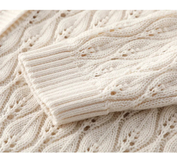 Cotton Openwork V-Neck Cardigan