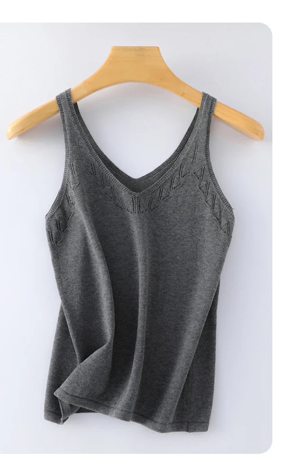 Loose-Fit Knitted Cotton Vest